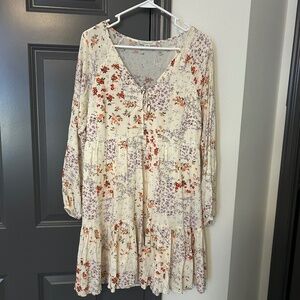 American Eagle Floral Print Babydoll Long Sleeve Dress